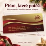 Novoročenka 2 Zlaté vlny s informacemi o vlastním textu a logu a náhledu před tiskem.