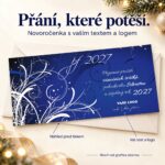 Novoročenka Ornamenty s popisky vlastního textu, loga a náhledu před tiskem.