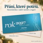 Novoročenka Abstraktní řetězce s popisky vlastního textu a loga.
