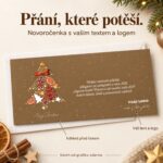 Novoročenka Vypečený vánoční stromeček s popisky k vlastnímu textu a logu.