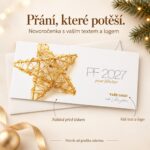 Novoročenka 97 s popisky vlastního textu, loga a náhledu před tiskem.