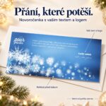 Novoročenka 217 s popisky úpravy textu a loga.