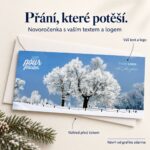 Novoročenka 229 s popisky úpravy textu a loga.