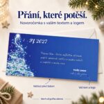 Novoročenka 238 se zářícím stromečkem a popisky úprav textu a loga