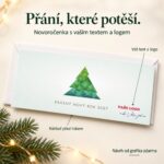 Úhelníkový stromek – novoročenka s nabídkou vlastního textu a loga.