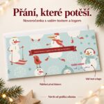 Akční sněhuláci – novoročenka s nabídkou vlastního textu a loga.