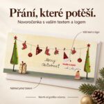 Vánoční stromky – novoročenka s nabídkou vlastního textu a loga.