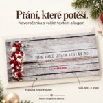 Hrozen na dřevěné podlaze – novoročenka s nabídkou vlastního textu a loga.