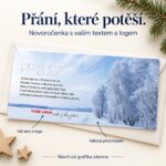 Zimní krajina s běžkařskou stopou – novoročenka s nabídkou vlastního textu a loga.
