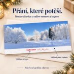 Krajina zapadaná sněhem – novoročenka s nabídkou vlastního textu a loga.