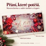 Červená vánoční atmosféra – novoročenka s nabídkou vlastního textu a loga.