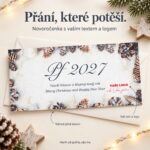 Zasněžené šišky – novoročenka s nabídkou vlastního textu a loga.