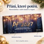 Vánoční řetězy a ozdoby – novoročenka s nabídkou vlastního textu a loga.