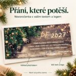 Jehličí s šiškami – novoročenka s nabídkou vlastního textu a loga.