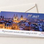 Noční zasněžená Praha – detail novoročenky.