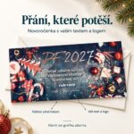Červené ozdoby – novoročenka s nabídkou vlastního textu a loga.