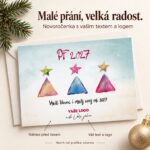 Tři vánoční stromečky – novoročenka s nabídkou vlastního textu a loga.