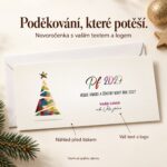 Geometrický stromeček – novoročenka s nabídkou vlastního textu a loga.