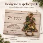Pozlacený vánoční stromek – novoročenka s nabídkou vlastního textu a loga.