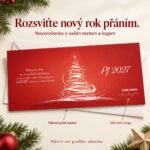 Stromek ze světel – novoročenka s nabídkou vlastního textu a loga.