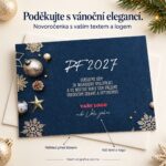 Ozdoby na modré – novoročenka s nabídkou vlastního textu a loga.