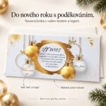 Zlaté ozdoby – novoročenka s nabídkou vlastního textu a loga.