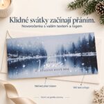 Zasněžené jezero – novoročenka s nabídkou vlastního textu a loga.