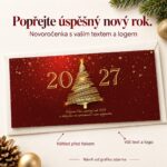 Červeno zlaté – novoročenka s nabídkou vlastního textu a loga.