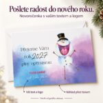 Veselý sněhulák – novoročenka s nabídkou vlastního textu a loga.