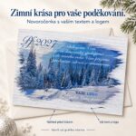 Zimní abstraktní krajina – novoročenka s nabídkou vlastního textu a loga.