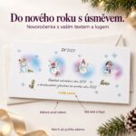 Barevní sněhuláci – novoročenka s nabídkou vlastního textu a loga.