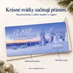 Zapadající slunce v zimě – novoročenka s nabídkou vlastního textu a loga.