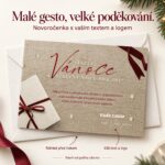 Dárek s mašlí – novoročenka s nabídkou vlastního textu a loga.
