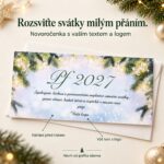 Větvičky s ozdobami – novoročenka s nabídkou vlastního textu a loga.