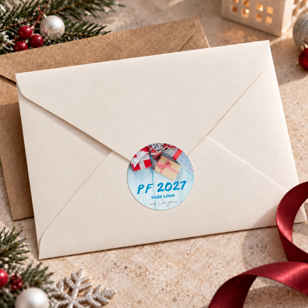 Vánoční samolepka 389 – PF 2027 – Na obálce