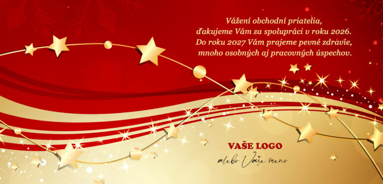 Novoročenka „Zlatočervené vlny“ s vlastným textom a logom.
