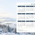 Novoročenka 588 – Zimní klid s kalendářem – PF 2027, zasněžené hory, jezero a les v ranním světle, DL na šířku s kalendářem 2027