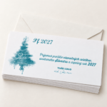 Detail sady novoročeniek s tyrkysovým stromčekom a prianím do roka 2027.