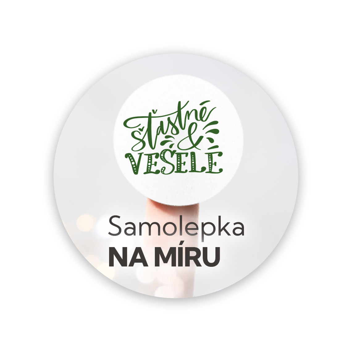 Vánoční kulatá samolepka na míru na produktovém náhledu